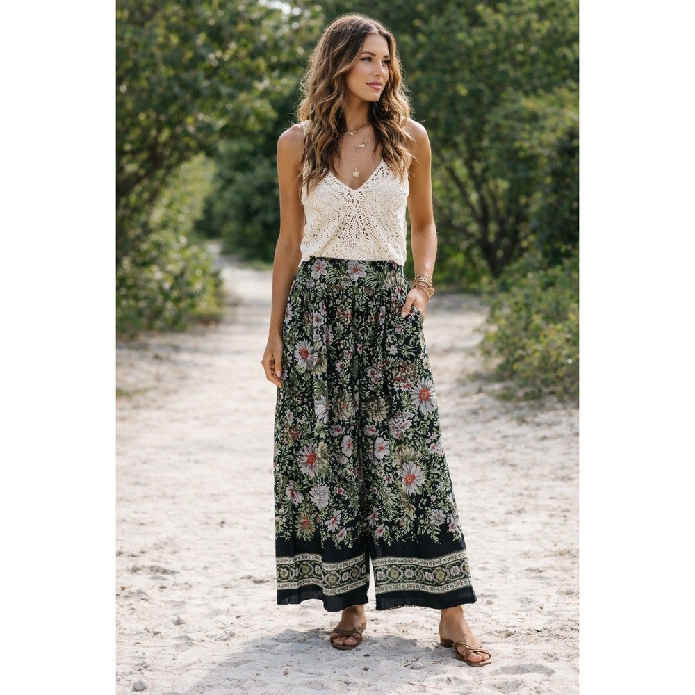 Vintage Palazzo Wide Leg Pants Cropped Culottes